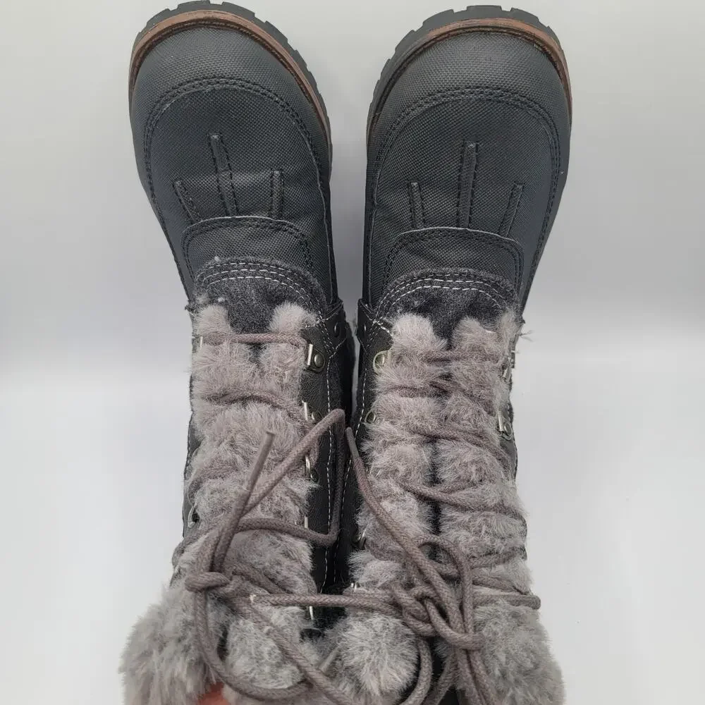 Rock & Candy girls Gray Faux Fur Winter Boots Lace Up Size 3